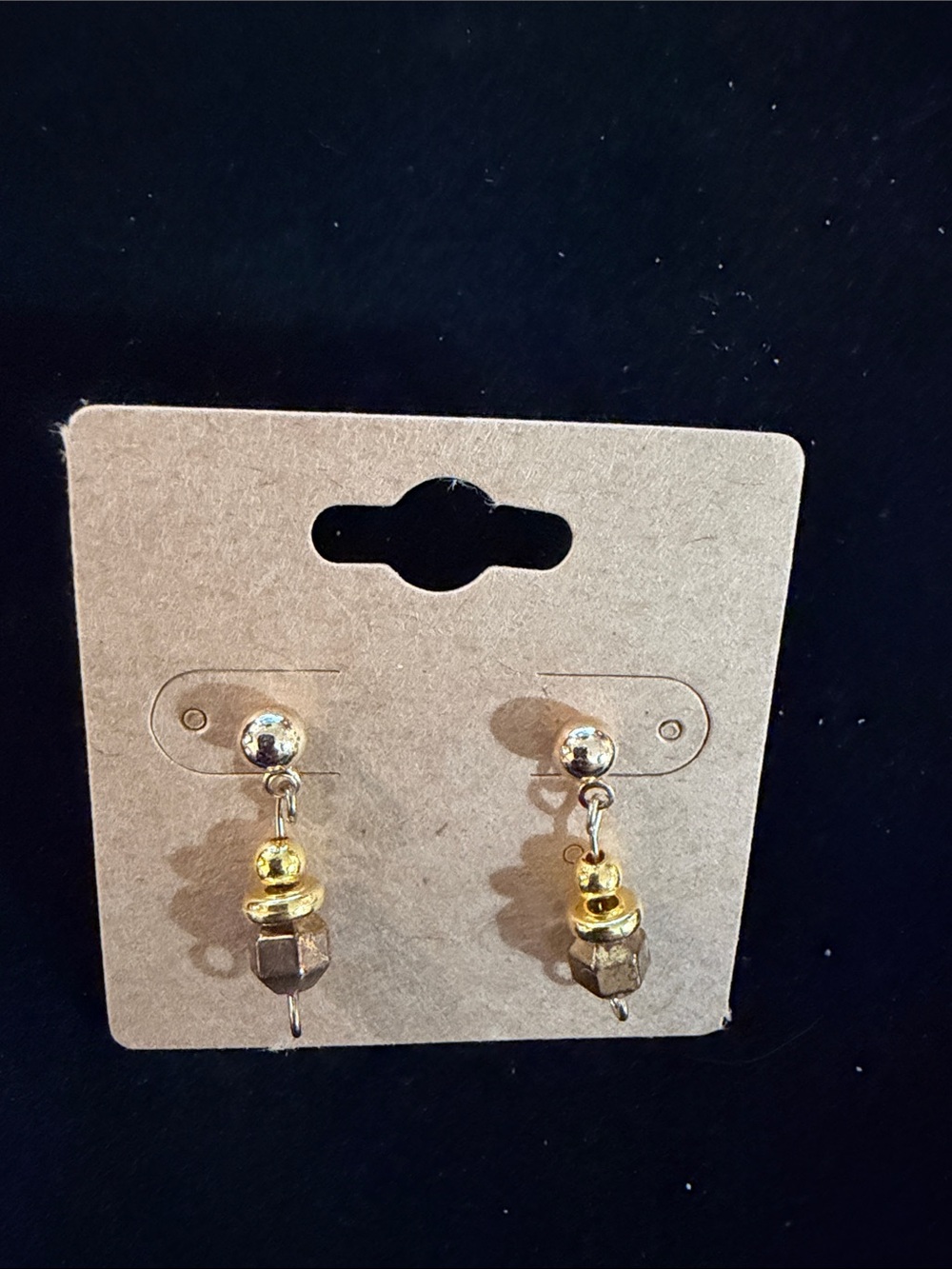 Gold Bead Drop Earrings for Women - Shiny Gold Tone